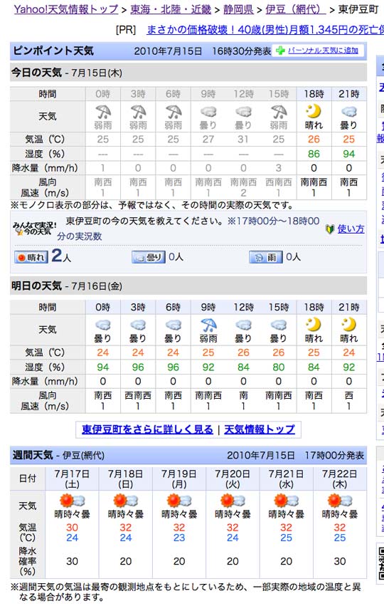 天気予報7_15-16東伊豆町