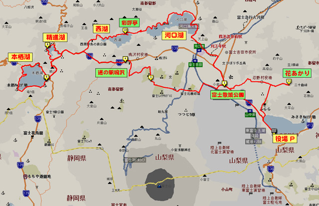 富士五湖めぐりmap