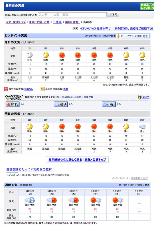 鳥羽市天気予報