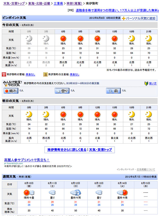 南伊勢町天気